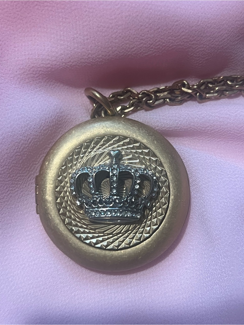 Y2K Juicy Couture Gold and Silver Crown Locket Necklace NWOT!